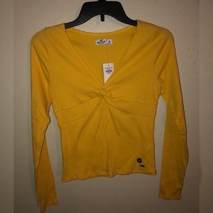Hollister Yellow Knot-Front V-Neck Top